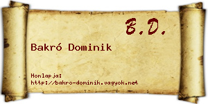 Bakró Dominik névjegykártya